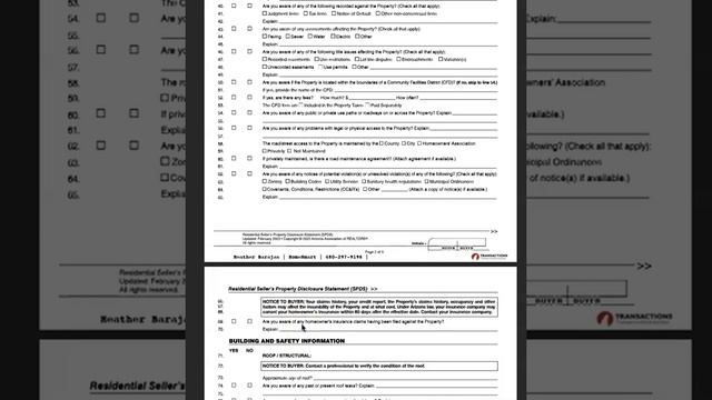 Seller Property Disclosure Statement "SPDS" for State of Arizona смотреть онлайн