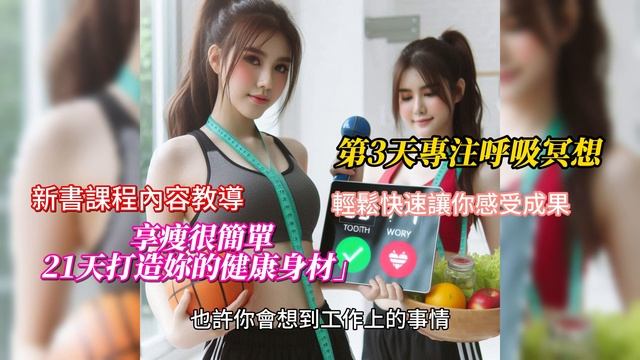 新書內容教導 「享瘦很簡單 21天打造妳的健康身材」 第3天專注呼吸冥想 смотреть онлайн