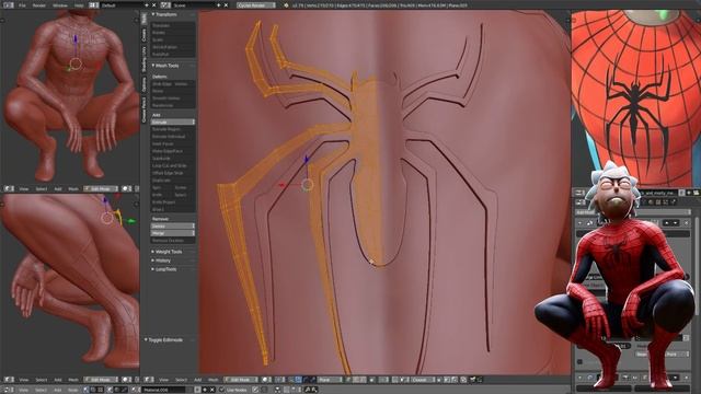 Rick and Morty meets Spider-Man - Spider Rick Blender Sculpture смотреть онлайн
