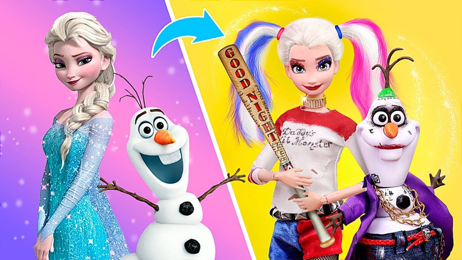 Трансформация Эльзы и Олафа! 10 поделок для кукол смотреть онлайн