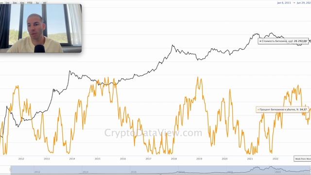 Процент биткоинов в убытке