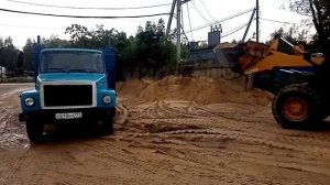 газ 3307 самосвал, грузимся песком