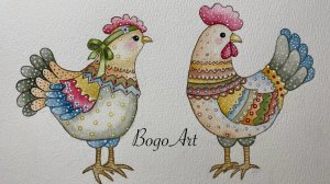 "Курочка и Петушок" Часть 1. Ватная игрушка на ёлку в смешанной технике