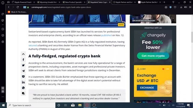 Ripple, Finablr, Fidelity, Seba, Nium, Beetech and Wyoming Custody Rules! смотреть онлайн