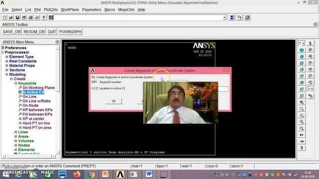 Beam With Asymmetrical I Section-Demo -Using Ansys Mechanical APDL-BM and SF Diagrams-Problem-8 смотреть онлайн