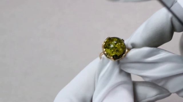 Кольцо из золочёного серебра Янтарная волна с янтарём Я820276п-з смотреть онлайн