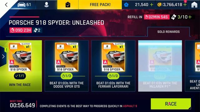 Asphalt 9 - 918 Spyder Events | Full Touchdrive Guide - Trial + Unleashed + Contest смотреть онлайн