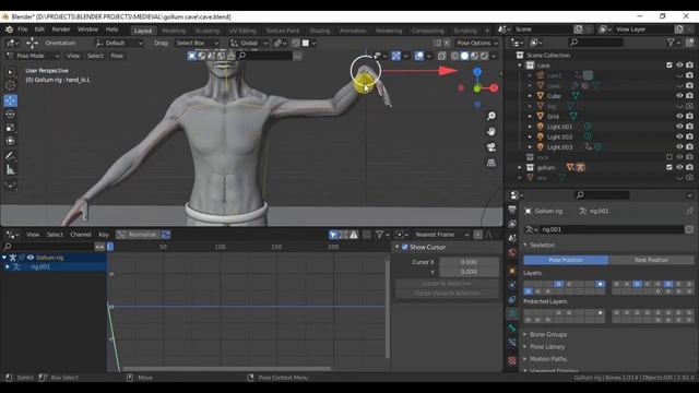 blender 2.92 Gollum pose morph tutorial - animation смотреть онлайн