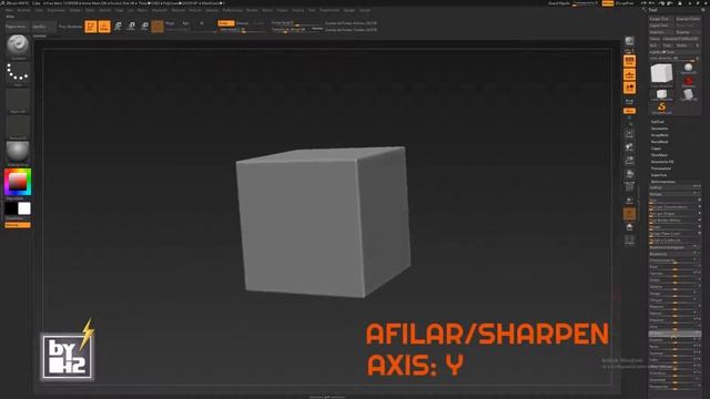 ZBRUSH. De cubo a trapecio. Afilar. From cube to trapezium. Sharpen. смотреть онлайн