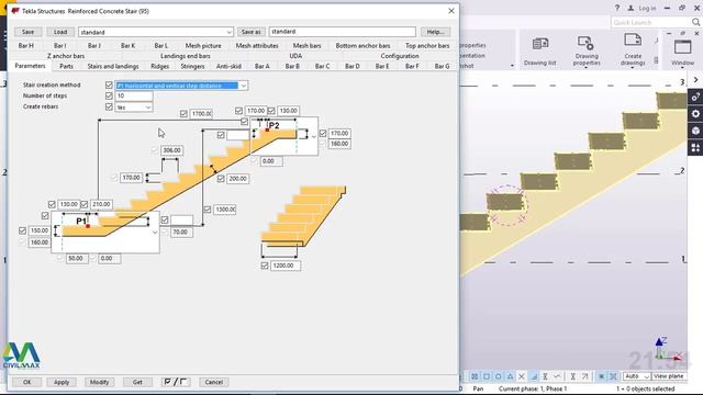 How to Calculate and Create Reinforced Concrete Staircase in Tekla Structures 2017 смотреть онлайн