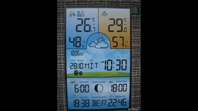 Беспроводная метеостанция, цифровой термометр, гигрометр, с Лунной фазой и барометром дл... | #Обзор