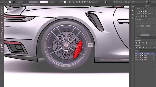 Car Vector Porsche 911 Cabriolet flat illustration - Adobe Illustrator Tutorial смотреть онлайн