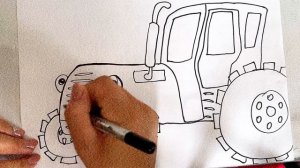 Синий трактор рисунок | Раскраска синий трактор
