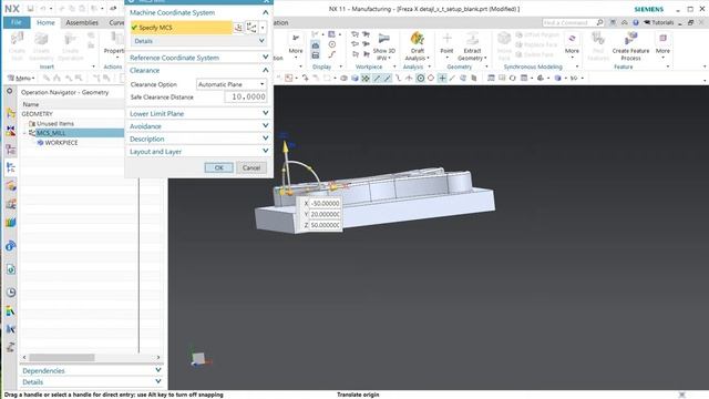 Create coordinate system (MCS MILL ) in Siemens NX смотреть онлайн