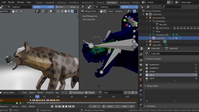 Hyena Retexture in Blender & Weight Paint/ Rig Editing смотреть онлайн