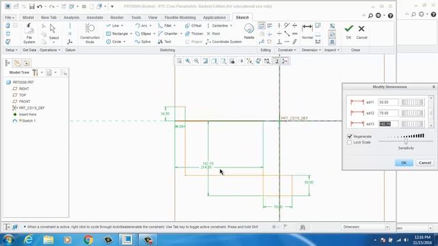 PTC Creo mirror, measurement, sketch смотреть онлайн