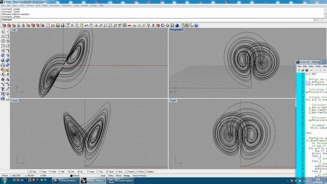 Lorenz attractor in Rhinoscript for Rhinoceros 3D смотреть онлайн