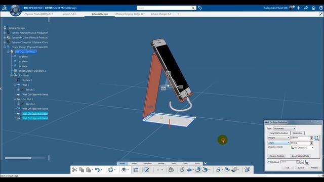Iphone 7 Stand Design in Catia V6 Sheet Metal смотреть онлайн