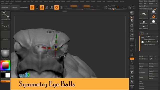 Zbrush: Eye balls Symmetry | Quick Tips | Tutorial for beginners. смотреть онлайн