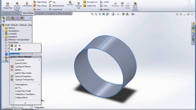 E23 SolidWorks 2012 - Cylindrical Sheet Metal смотреть онлайн