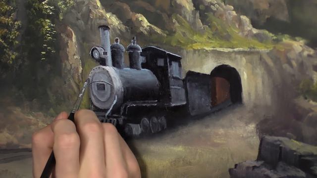 Part 2 Train in the Mountains | Oil Painting смотреть онлайн