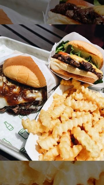 Пицца с колбасками и картошкой фри VS Два бургера и картофель фри VS Два круассана с овощами #short