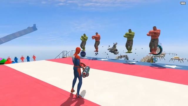GTA 5 Crazy Ragdolls | RED SPIDERMAN VS MINIONS & HULK (Euphoria Physics & Fanny fails) смотреть онлайн