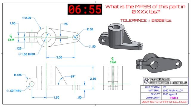 2D Drawing to 3D CAD - PRACTICE MODEL- Exercises for Onshape, SolidWorks - CHAIR WHEEL RISER смотреть онлайн
