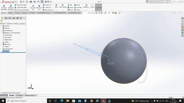 Solid Profile Swept Cut On Sphere In Solidworks | Solidworks Tutorial смотреть онлайн