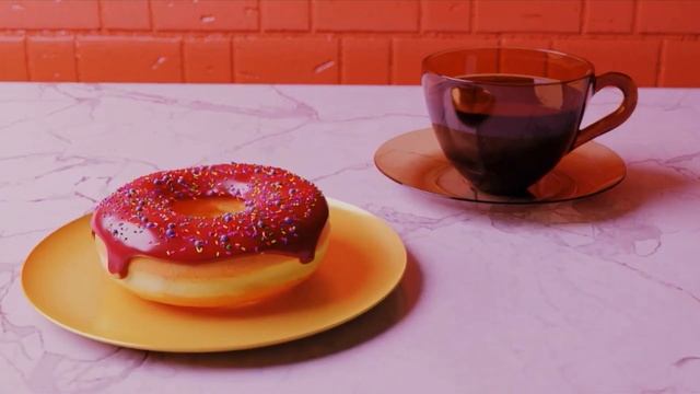 A donut and a cup of coffee, animation? blender 3d first animation смотреть онлайн