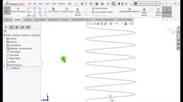 Model Extension Spring [SOLIDWORKS Helix & Sweep] смотреть онлайн