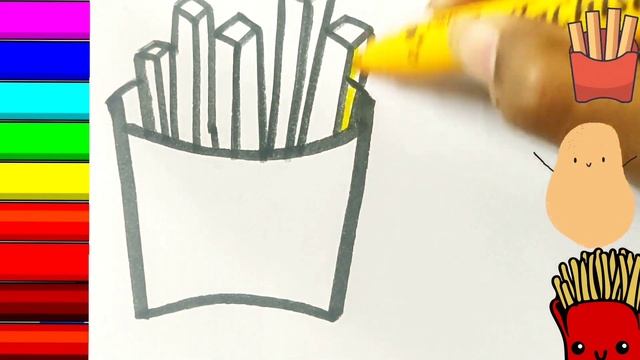 Drawing Cute French Fries For Kids I рисуем картошку фри для детей I Menggambar Kentang Goreng