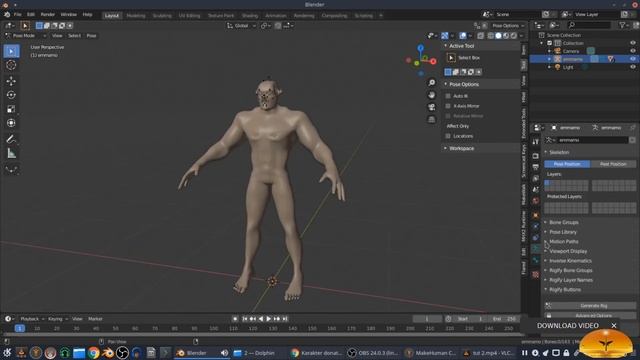 Character rigging types pt3 - Makehuman skeletons and Collada (english) смотреть онлайн