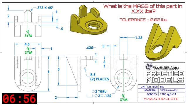 SOLIDWORKS Practice - Onshape Practice - Fusion 360 Practice Exercises - TooTallToby-11-10 смотреть онлайн