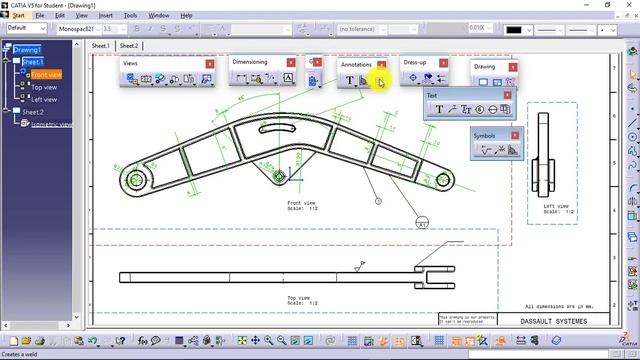 Annotations in CATIA Drawing || Applying Text, Symbol, Table, Datums in CATIA V5 Drawing смотреть онлайн