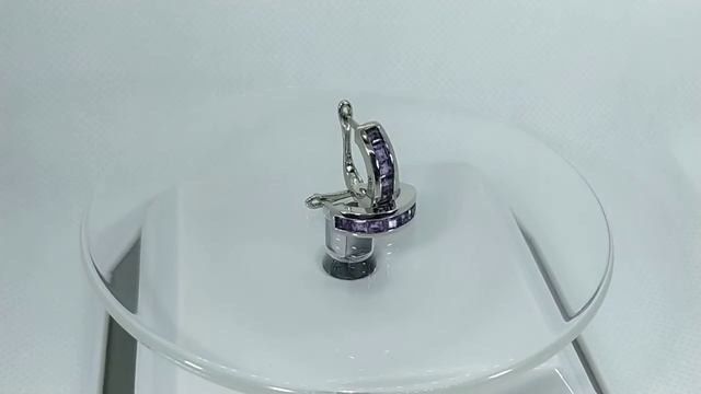 Серьги с натуральным бразильским пурпурным аметистом Дорожка Серебро 925