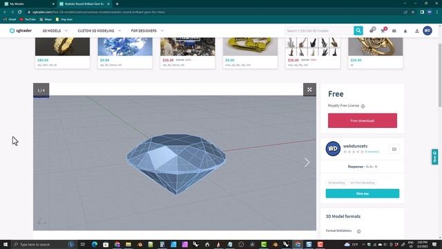 Free Round Brilliant Gem Model for Rhino смотреть онлайн