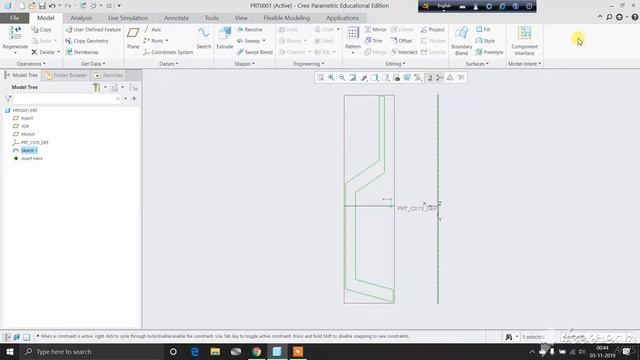 Creo 5.0 tutorial 7. || How to use revolve command. смотреть онлайн