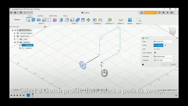 Fusion 360 - Tutorial - Sweep смотреть онлайн