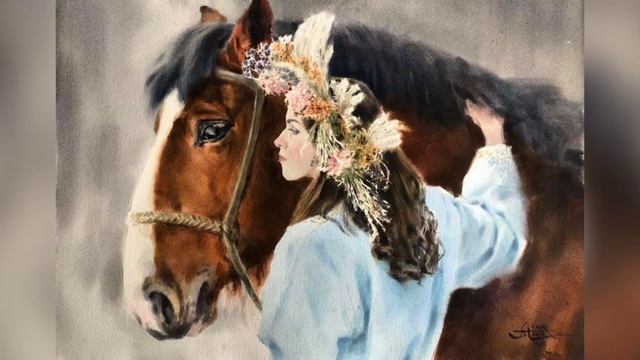 Watercolor Horse Paintings Artist Anna Ivanova Russia смотреть онлайн
