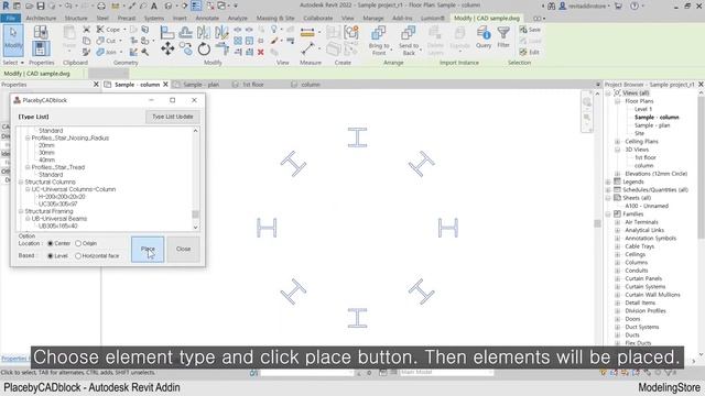PlacebyCADblock - Autodesk Revit 2022~2019 Add-In смотреть онлайн