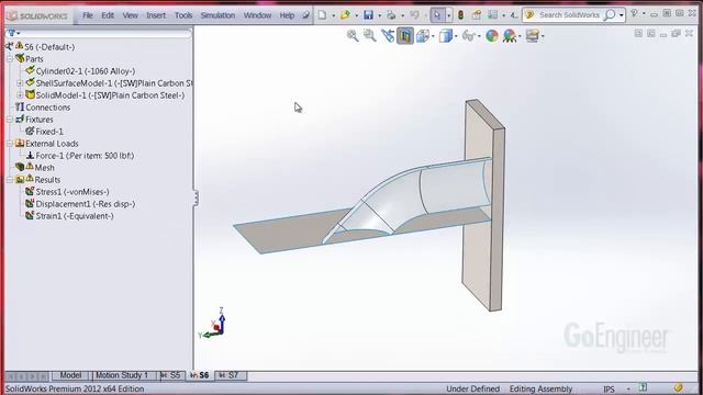 SOLIDWORKS 2012 - SHELL Contact in Simulation смотреть онлайн