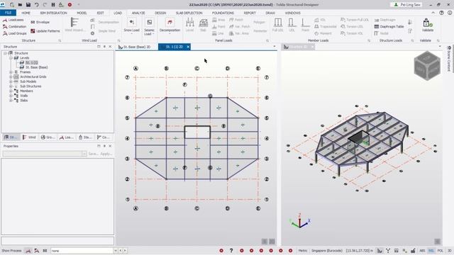 Tekla Structural Designer - Insert Line Load anywhere and in any direction on a structural floor. смотреть онлайн
