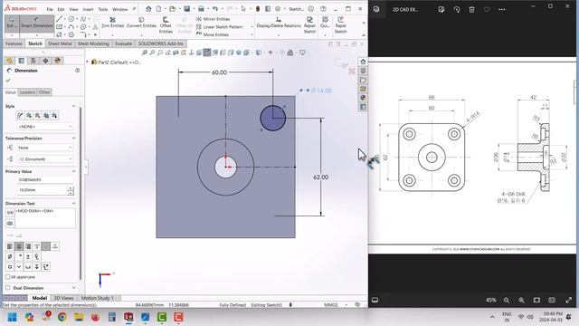 2D CAD EXERCISES 39 IN SOLIDWORKS смотреть онлайн