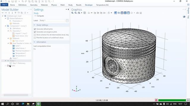 Heat Transfer on Piston in Comsol Multiphysics смотреть онлайн