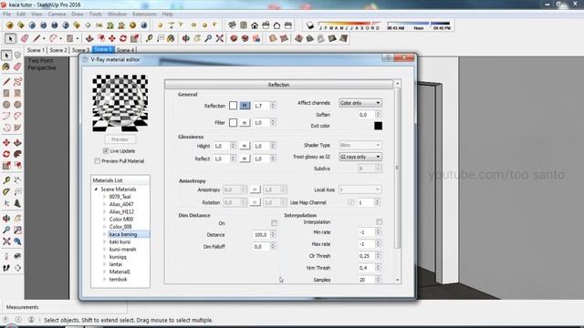 Cara setting material kaca bening transparan vray sketchup смотреть онлайн