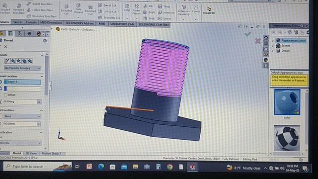 Thread Features in Solidworks-2019 смотреть онлайн