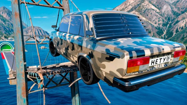 Перепрыгнул разрушенный мост на ЧИТ тачке в ГТА 5 Моды! Эксперименты в ГТА 5