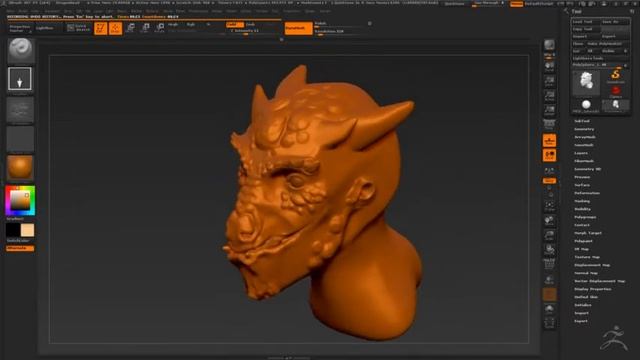 Sculpting a Dragon Head in Zbrush смотреть онлайн