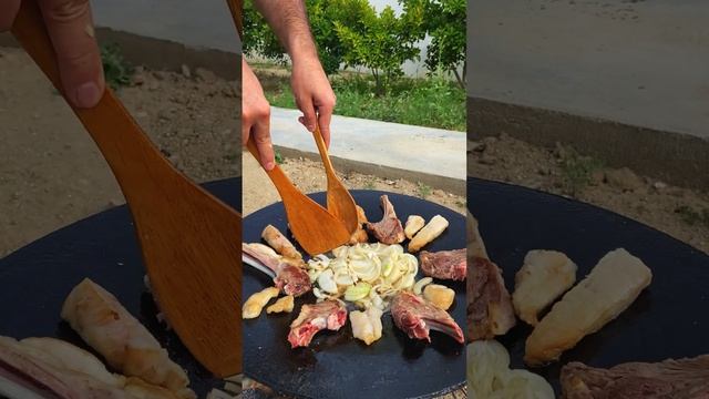 Cooking Delicious Entrecote With Vegetables #entrecote#lambmeat#outdoordining#outdoorcooking#villag